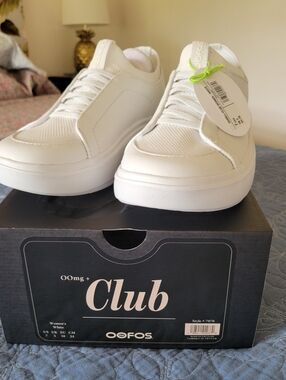 OOFOS All-White Platform Club Sneakers